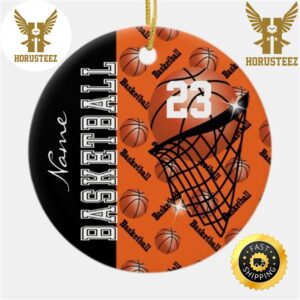 Personalize Orange Basketball NBA Christmas 2023 Decorations Christmas Ornament