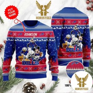 Personalized Buffalo Bills Disney Donald Duck Mickey Mouse Christmas Ugly Sweater