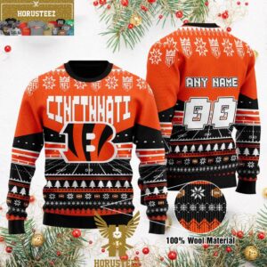Personalized Cincinnati Bengals Custom Name Number Christmas Ugly Sweater