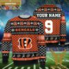 Personalized Cincinnati Bengals Fooball Field Christmas Ugly Sweater