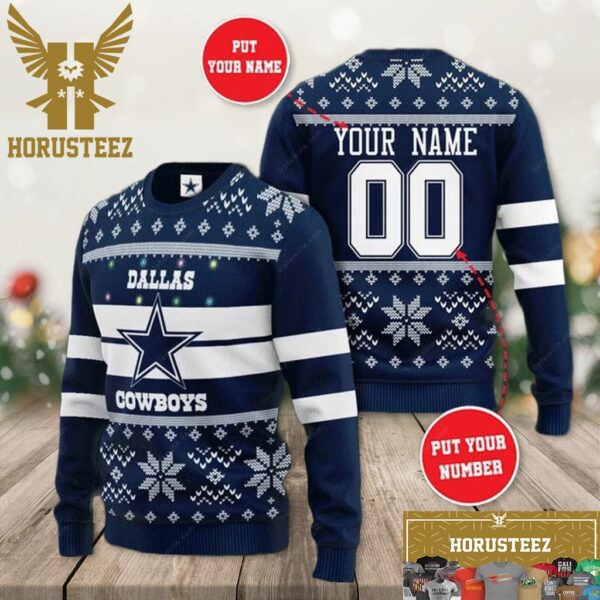 Personalized Dallas Cowboys Christmas Light Christmas Ugly Sweater