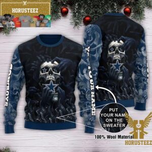 Personalized Dallas Cowboys Dead Skull Christmas Ugly Sweater