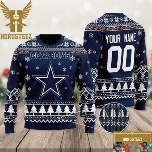 Personalized Dallas Cowboys Gifts For NFL Dallas Cowboys Fans Snowflake Christmas Ugly Sweater