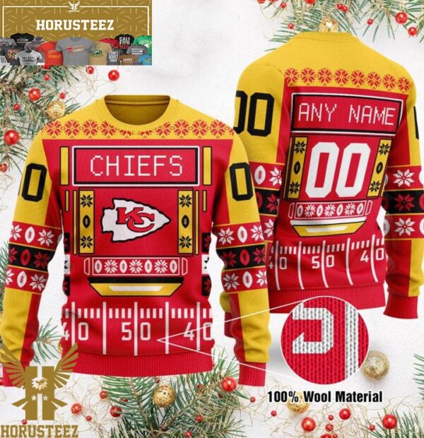 Personalized Kansas City Chiefs Custom Name Number Christmas Ugly Sweater