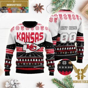Personalized Kansas City Chiefs Custom Name Number Wool Christmas Ugly Sweater