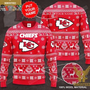 Personalized Kansas City Chiefs Custom Name Red Christmas Ugly Sweater