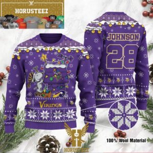 Personalized Minnesota Vikings Snoopy Custom Purple Christmas Ugly Sweater