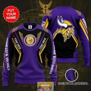 Personalized Name Minnesota Vikings Purple Christmas Ugly Sweater