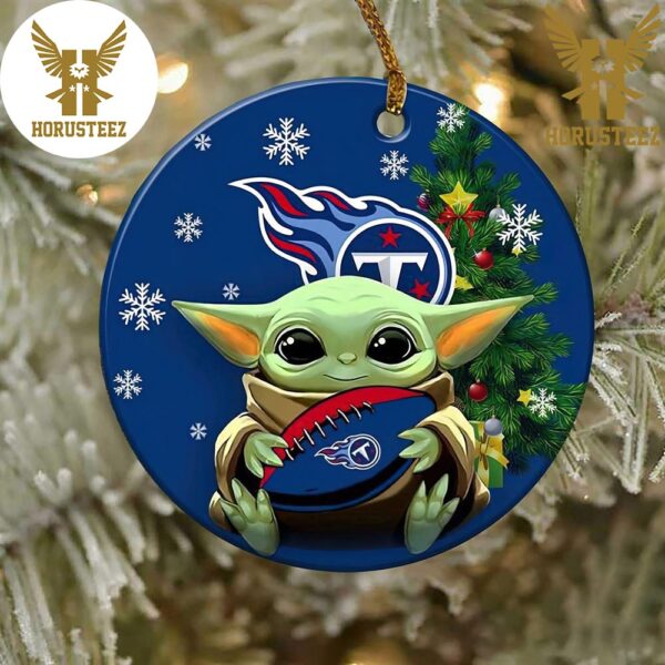 Personalized Tennessee Titans Baby Yoda Christmas NFL Football 2023 Decorations Christmas Ornament