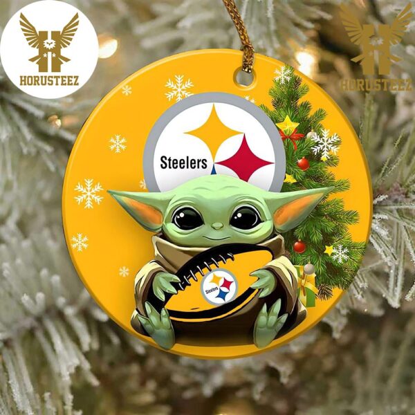 Pittsburgh Steelers Baby Yoda NFL Christmas 2023 Decorations Christmas Ornament