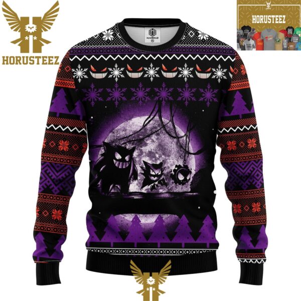 Pokemon Ghost To The Moon Pokemon Christmas Holiday Ugly Sweater