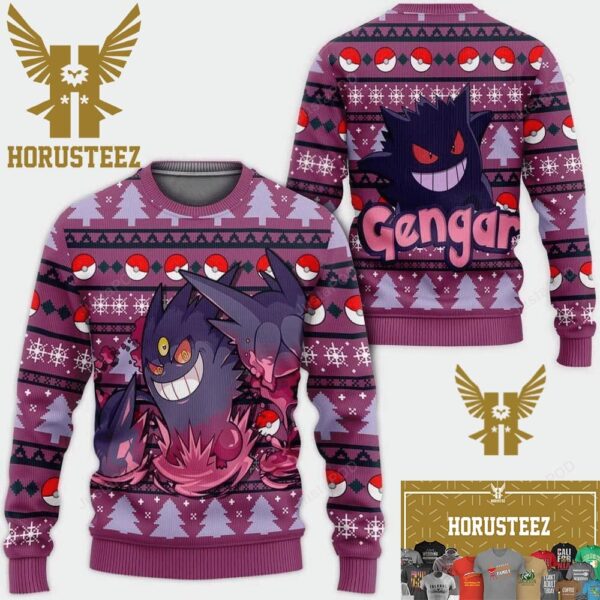 Purple Cool Anime Gengar Christmas Holiday Ugly Sweater