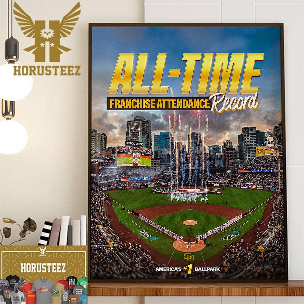 San Diego Padres AllTime Franchise Attendance Record Home Decor Poster
