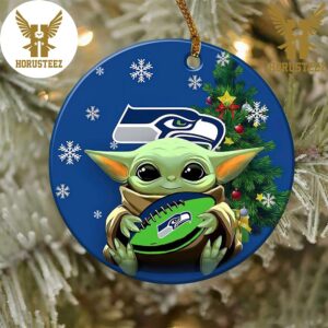 Seattle Seahawks Baby Yoda NFL Christmas 2023 Decorations Christmas Ornament