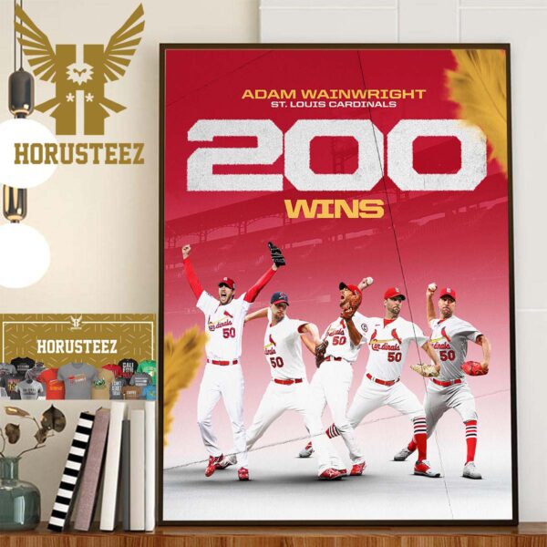 St Louis Cardinals Adam Wainwright 200 Career Wins In MLB Wall Decor Poster Canvas
