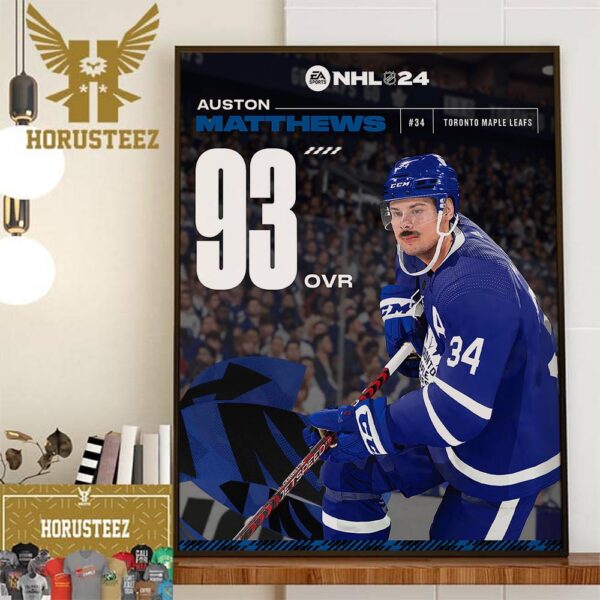 Toronto Maple Leafs Auston Matthews Rating At EA Sports NHL 24 Home Decor Poster Canvas