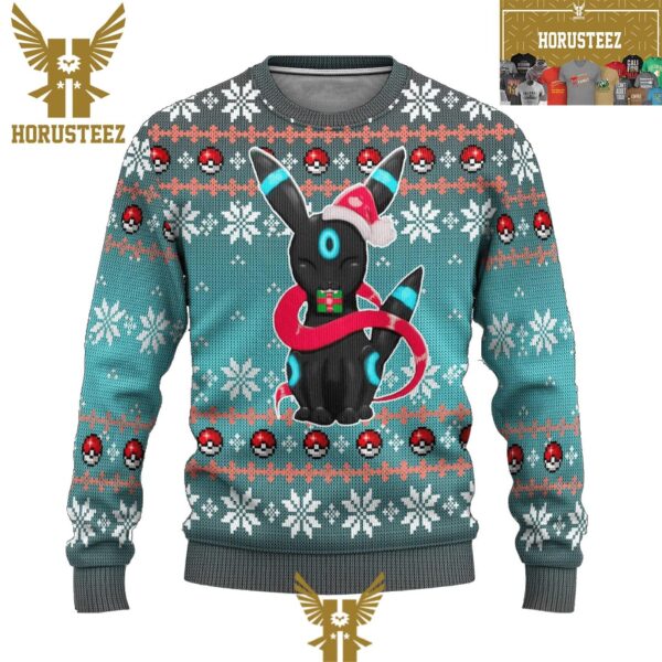 Umbreon Xmas Hat And Gift Pokemon Christmas Holiday Ugly Sweater