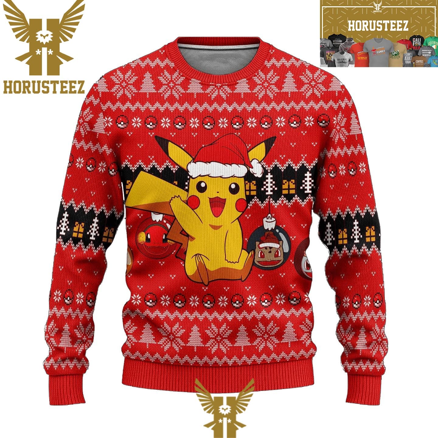 Xmas Ball Anime Pikachu Pokemon Christmas Holiday Ugly Sweater