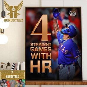 Adolis Garcia 4 Straight MLB Postseason Games With HR Home Decor Poster Canvas