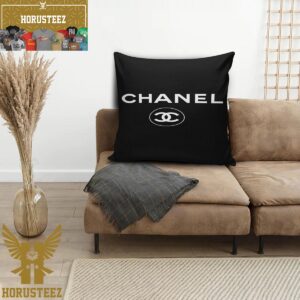 Chanel Signature White Logo In Black Pillow