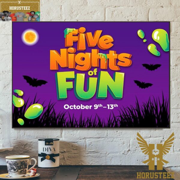 Chuck E Cheese Five Nights of Fun Halloween Promotion Home Decor Poster Canvas