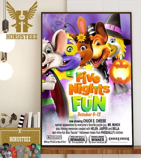 Chuck E Cheese Five Nights of Fun Home Decor Poster Canvas