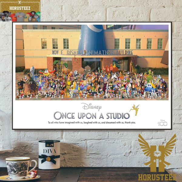 Disney 100 Once Upon A Studio Lithograph Animation Photo Characters Exclusive Home Decor Poster Canvas