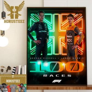 George Russell and Lando Norris 100 Race Starts In F1 Home Decor Poster Canvas