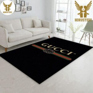 Gucci Black Color Mix Logo Luxury Brand Carpet Rug Limited Edition