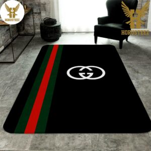 Gucci Black Mix White Logo Luxury Brand Carpet Rug Limited Edition