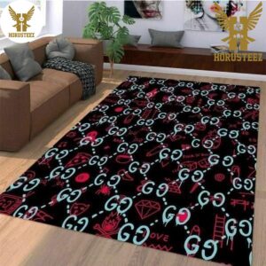 Gucci Black Red Luxury Brand Carpet Rug Limited Edition