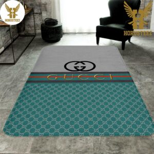 Gucci Blue Mix Grey Luxury Brand Carpet Rug Limited Edition