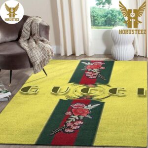 Gucci Flower Mix Gold Color Luxury Brand Carpet Rug Limited Edition