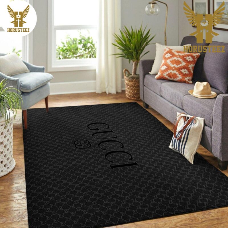 Gucci Full Black Color Luxury Brand Carpet Rug Limited Edition - Horusteez