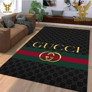 Gucci Gold Pattern Luxury Brand Living Room Area Carpet Living Room Rugs The US Decor