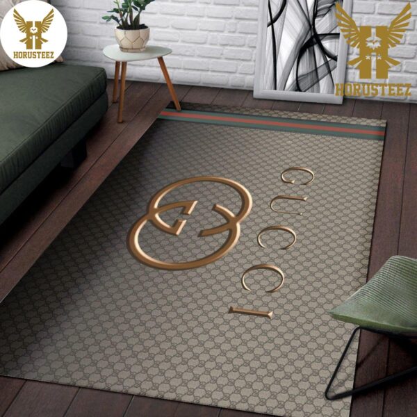 Gucci Logo Luxury Brand Rug Brown Living Room Carpet