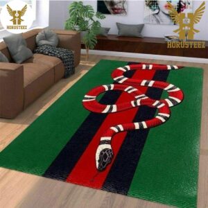 Gucci Red Snake Mix Black Green Color Luxury Brand Carpet Rug Limited Edition