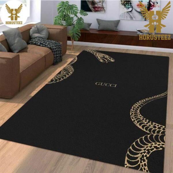 Gucci Snake Black Gold Luxury Brand Carpet Rug Limited Edition