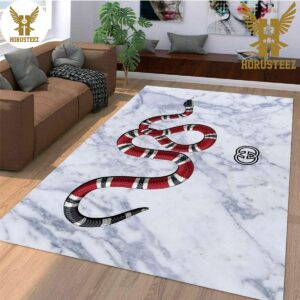 Gucci Snake Mix White Luxury Brand Area Rug For Living Room Bedroom Carpet Home Decor Limited Edition