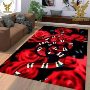 Gucci Snake Red Rose Luxury Brand Carpet Rug Limited Edition
