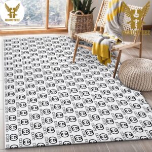 Gucci White Full Printing Logo Luxury Brand Carpet Rug Limited Edition