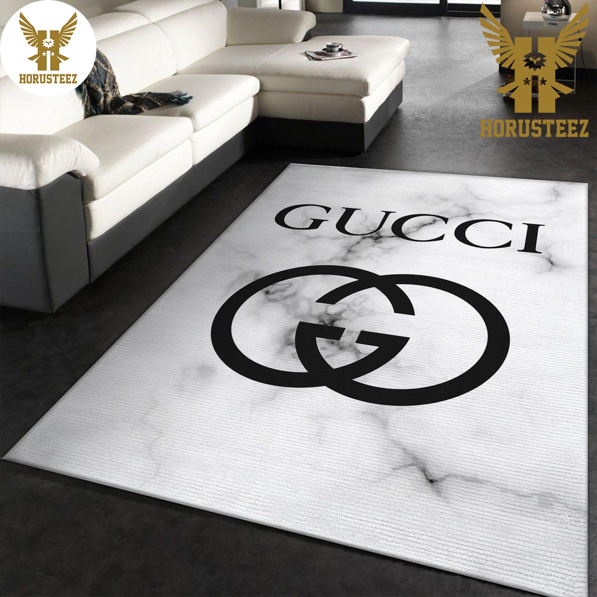 Gucci White Mix Black Logo Luxury Brand Carpet Rug Limited Edition ...
