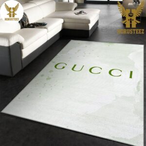 Gucci White Mix Green Logo Luxury Brand Carpet Rug Limited Edition