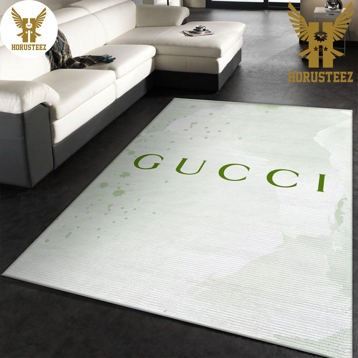 Gucci White Mix Green Logo Luxury Brand Carpet Rug Limited Edition ...