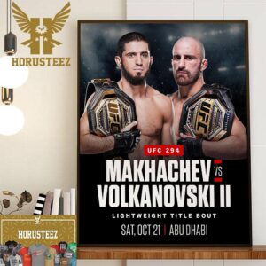 Islam Makhachev Vs Alexander Volkanovski at UFC 294 For Lightweight Title Bout Home Decor Poster Canvas