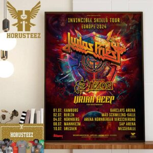 Judas Priest Invincible Shield Tour Europe 2024 on July 2024 Home Decor Poster Canvas