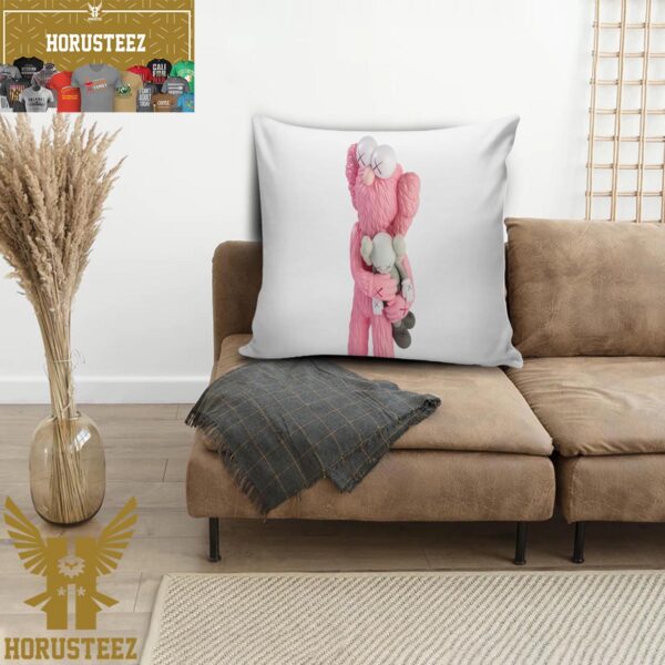 Kaws Take Pink Collection In White Background Pillow