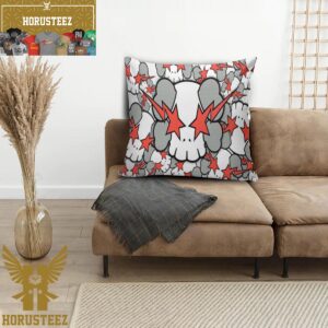 Kaws With Red Thunder Eyes Pattern Pillow