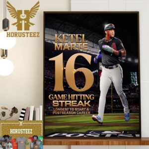 Ketel Marte 16 Game Hitting Streak Longest to Start a Postseason Career Home Decor Poster Canvas