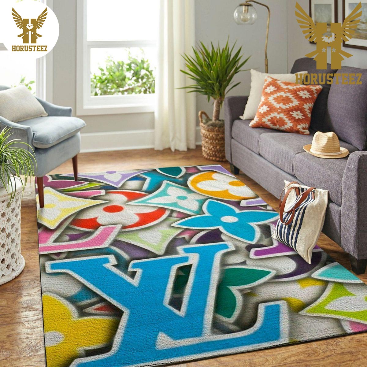 Louis Vuitton Area Rug Colorful Hypebeast Fashion Luxury Brand Living Room Carpet Floor Decor